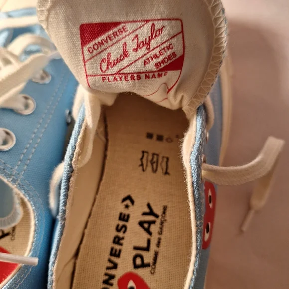 Converse PLAY Commes De Garcons Colab Blue Sneakers Men's 3 Women's 5 Low BLUE - Picture 7 of 8